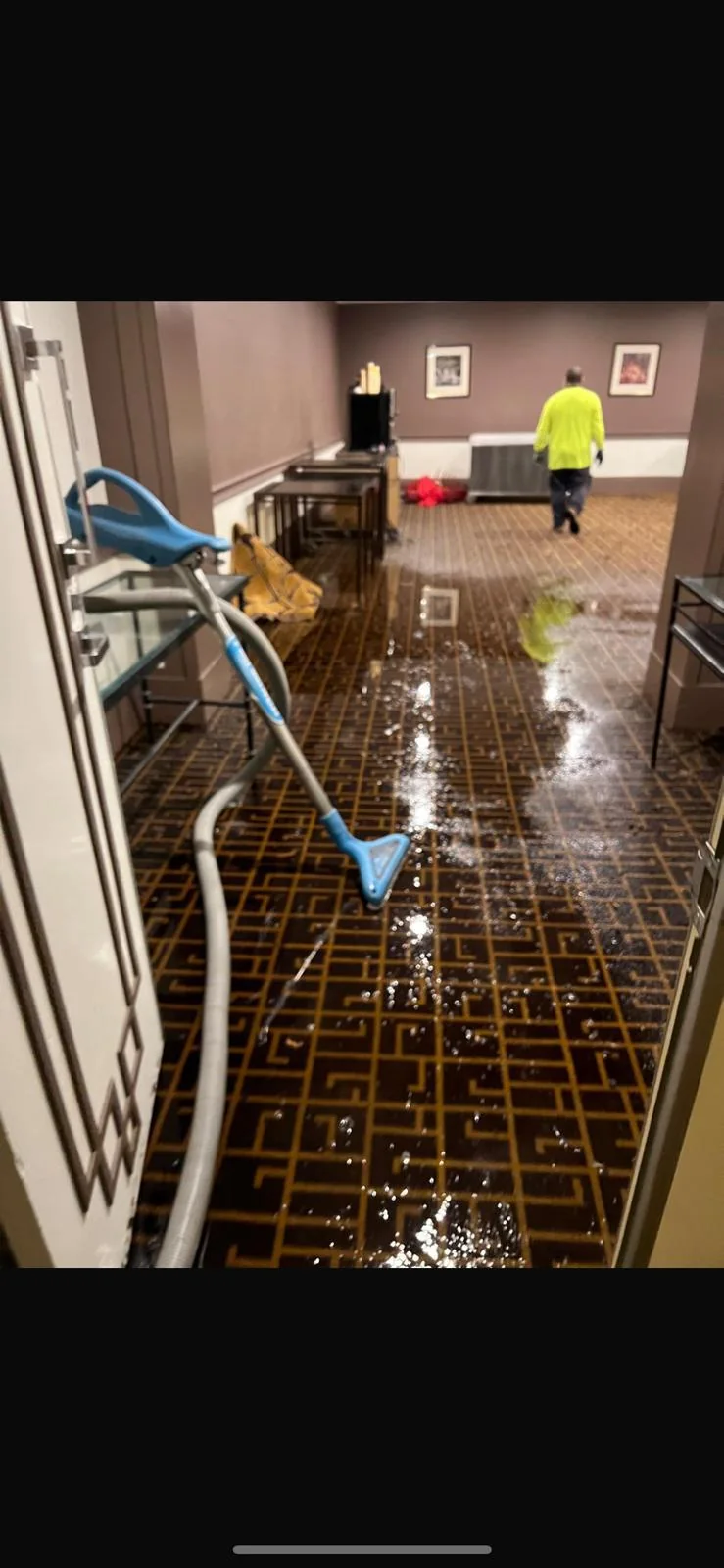 Standing water inside a flooded property